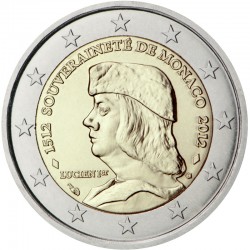 . @RARA@ MONACO 2 EUROS 2012 REY LUCIEN I 500 AÑOS DE SOBERANIA SC BIMETALICA MONEDA CONMEMORATIVA