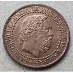 .CARLOS VII 10 CENTIMOS 1875 BRUSELAS COBRE SC- ESPAÑA