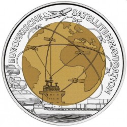 . AUSTRIA 25 EUROS 2006 SATELLITE NAVIGATION MONEDA DE PLATA y NIOBIO ESTUCHE OFICIAL ÖSTERREICH SILVER NIOB COIN