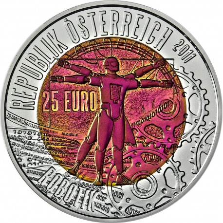 . AUSTRIA 25 EUROS 2011 ROBOTIK PLATA NIOBIO SILVER NIOB