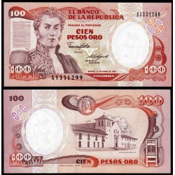 COLOMBIA 100 PESOS 1987 FINCA LEYVA y NARIÑO Pick 426C BILLETE SC UNC BANKNOTE 100 PESOS DE ORO 1987