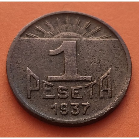 ASTURIAS y LEON 1 PESETA 1937 EBC BRONCE ESPAÑA CONSEJO DE 1