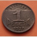 ASTURIAS y LEON 1 PESETA 1937 EBC BRONCE ESPAÑA CONSEJO DE 1