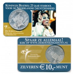 @COINCARD - HOLOGRAMAS@ HOLANDA 10 EUROS 2005 JUBILEO REINA BEATRIZ MONEDA DE PLATA SC @PÁTINA@ The Netherlands SILVER JUBILEE