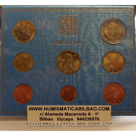 VATICANO CARTERA EUROS 2012 SET 1+2+5+10+20+50 Centimos 1+2€