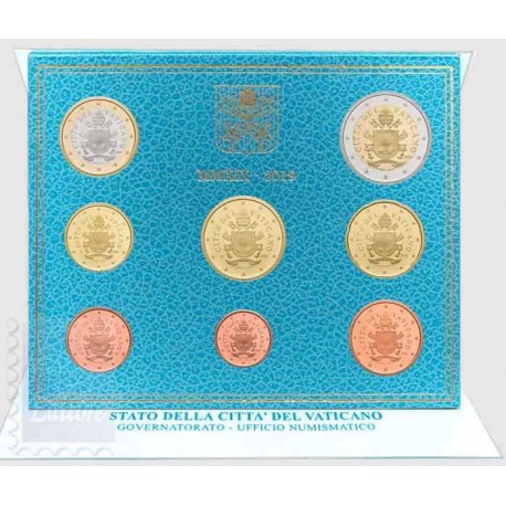 VATICANO CARTERA OFICIAL EUROS 2019 ESCUDO PAPA FRANCISCO SC 1+2+5+10+20+50 Cts 1+2 EUROS 2019 Divisionale