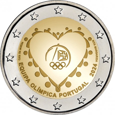 . 1 aaaacoin @ENVIO HOY@ PORTUGAL 2 EUROS 2024 EQUIPO OLIMPICO en los JUEGOS de PARIS 2ª MONEDA CONMEMORATIVA SC