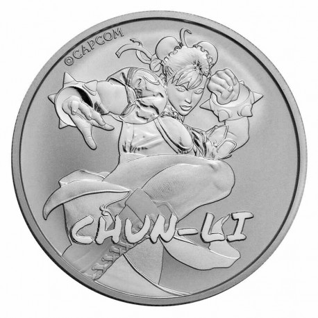 . 1 aacoin TUVALU 1 DOLAR 2022 CHUN-LI Videjuego STREET FIGHTER MONEDA DE PLATA Tirada 15.000 CAPSULA ONZA