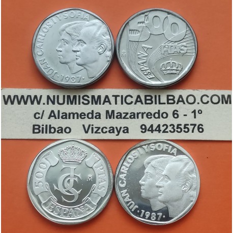 . ESPAÑA FNMT 500 PESETAS 1987 ESTUCHE PROOF PRUEBAS PLATA ACERO