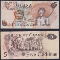 @ÚLTIMO AÑO DE EMISIÓN@ GHANA 5 CEDIS 1978 NATIVA CON SOMBRERO y CABAÑAS Pick 15B BILLETE SC Africa UNC BANKNOTE