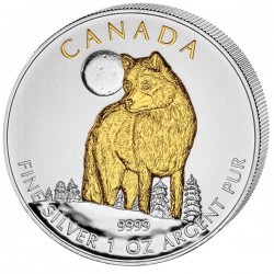 CANADA $5 DOLARES 2011 LOBO WOLF PLATA SC Silver Dollar 1oz