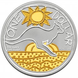 @BAÑO DE ORO@ AUSTRALIA 1 DOLAR 2009 CANGURO MONEDA DE PLATA PURA Kangaroo $1 Dollar OZ ONZA silver