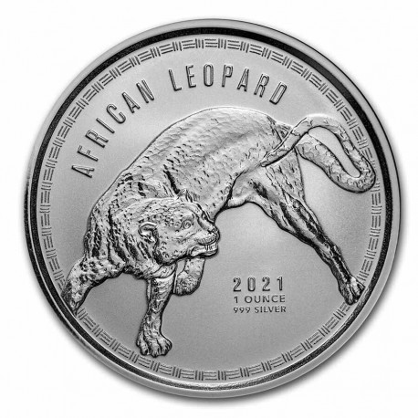 . 1 acoin GHANA 5 CEDIS 2021 LEOPARDO AFRICANO MONEDA DE PLATA cápsula OZ African Leopard ONZA