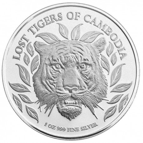 . 1 acoin CAMBOYA 3000 RIELS 2022 TIGRE DE INDOCHINA 1ª MONEDA DE PLATA ONZA Oz LOST TIGERS OF CAMBODIA