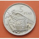 ESPAÑA 5 PESETAS 1957 * 65 ESTADO ESPAÑOL FRANCISCO FRANCO NO PLUS / SI ULTRA KM.786 MONEDA DE NICKEL SC Spain