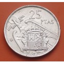 ESPAÑA 25 PESETAS 1957 * 70 ESTADO ESPAÑOL FRANCISCO FRANCO KM.787 MONEDA DE NICKEL SIN CIRCULAR SC SI PLUS Spain R/1