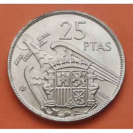 ESPAÑA 25 PESETAS 1957 * 68 ESTADO ESPAÑOL FRANCISCO FRANCO SI PLUS / ULTRA KM.787 MONEDA DE NICKEL SC- Spain R/3