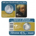 HOLANDA 5 EUROS 2006 PINTOR REMBRANDT 400 ANIVERSARIO MONEDA DE PLATA en COINCARD SC The Netherlands