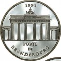 FRANCIA 100 FRANCOS 1993 LA PUERTA DE BRADENBURGO en BERLÍN KM.1032 MONEDA DE PLATA PROOF CÁPSULA France 15 Ecus