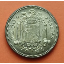 ESPAÑA 2,50 PESETAS 1953 * 19 54 FRANCISCO FRANCO KM.785 MONEDA DE LATON EBC+/SC- ESTADO ESPAÑOL R/2