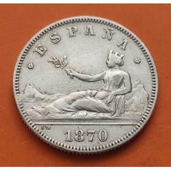 ESPAÑA Gobierno Provisional 2 PESETAS 1870 * 18 73 DEM DAMA SENTADA KM.654 MONEDA DE PLATA Spain silver R/2