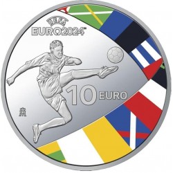 . 1 aaaacoin ESPAÑA 10 EUROS 2024 CAMPEONATO DE FUTBOL UEFA EUROCOPA MONEDA DE PLATA @COLORES@ ESTUCHE FNMT