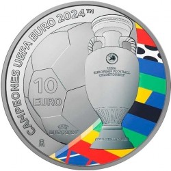 . 1 aaaacoin ESPAÑA 10 EUROS 2024 EQUIPO GANADOR EUROCOPA DE FUTBOL en ALEMANIA MONEDA PLATA ESTUCHE FNMT