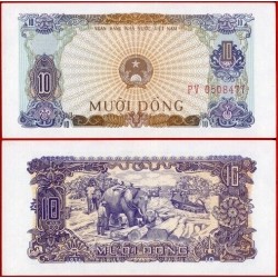 VIETNAM 10 DONG 1976 ELEFANTES y TRONCOS DE ÁRBOLES Pick 82 BILLETE SC UNC BANKNOTE