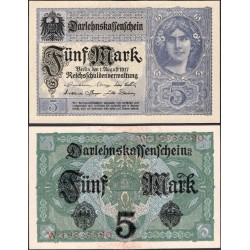 ALEMANIA 5 MARCOS 1917 DAMA y AGUILAS del IMPERIO Pick 54 BILLETE SC Germany 5 Marks UNC BANKNOTE