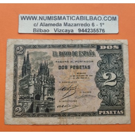 ...ESPAÑA 2 PESETAS 1938 ABRIL 30 BURGOS SC Serie A3269161