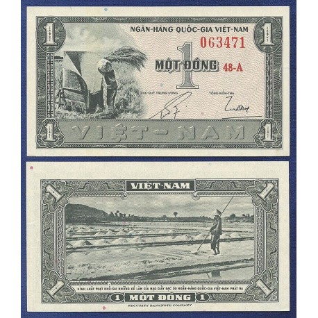 RÉGIMEN COMUNISTA - South VIETNAM 1 DONG 1955 CAMPOS DE ARROZ Pick 11 BILLETE SC- 1 Dong 1955 UNC BANKNOTE