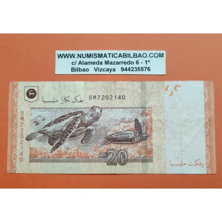 @PVP NUEVO 27€@ MALASIA 20 RINGGIT 2012 TORTUGAS y REY RAHMAN Pick 54 BILLETE MBC MALAYSIA Negara Bank BANKNOTE