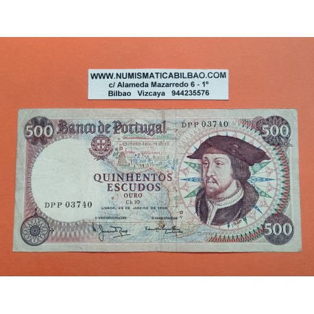 @PVP NUEVO 140€@ PORTUGAL 500 ESCUDOS 1966 REY JOAO y LEOPOLDO DE ALMEIDA Pick 170A BILLETE MBC- Portuguese UNC BANKNOTE