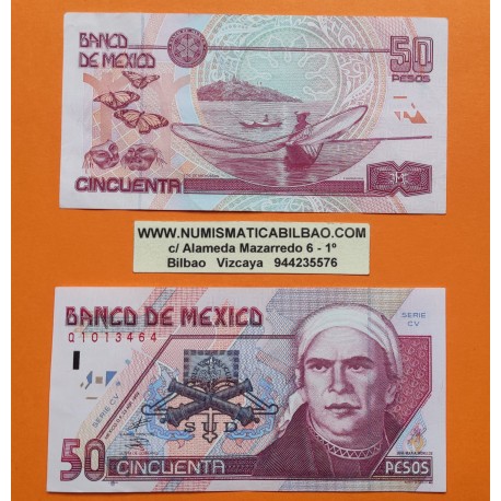 @PVP NUEVO 50€@ MEXICO 50 PESOS 1999 MARIPOSAS y BARCA JOSE MARIA MORELOS Pick 107 BILLETE MBC