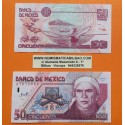 @PVP NUEVO 50€@ MEXICO 50 PESOS 1999 MARIPOSAS y BARCA JOSE MARIA MORELOS Pick 107 BILLETE MBC