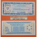 @PVP NUEVO 20€@ BOLIVIA 1000000 PESOS BOLIVIANOS 1985 FLOR Color AZÚL Tipo Cheque Pick 190 BILLETE MBC- 1 Millón