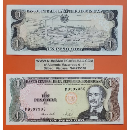 1 billete x REPUBLICA DOMINICANA 1 PESO DE ORO 1988 DUARTE e INDUSTRIA AZUCARERA Pick 126 MBC+ Dominican Republic BANKNOTE