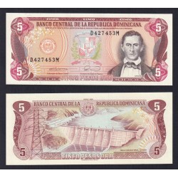 REPUBLICA DOMINICANA 5 PESOS 1990 PRESA HIDROELECTRICA Pick 131 BILLETE SC Dominican Republic UNC BANKNOTE