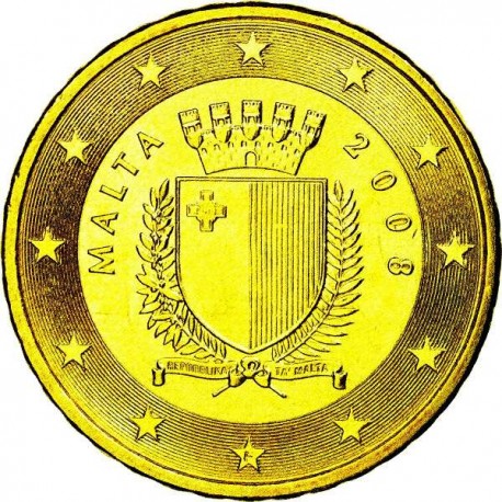 MALTA 50 CENTIMOS 2008 ESCUDO NACIONAL SC MONEDA 1º AÑO DE EMISION Euro coin