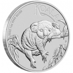 . 1 aaacoin AUSTRALIA 1 DOLAR 2022 KOALA DORMIDO EN ARBOL MONEDA DE PLATA $1 Dollar OZ ONZA silver