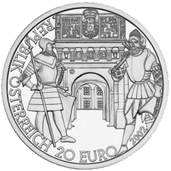 AUSTRIA 20 EUROS 2002 REY FERDINAND I RENACIMIENTO KM.3097 MONEDA DE PLATA PROOF @NO CARÁTULA@ Österreich