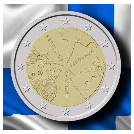 . 1 aaaacoin @12/SEPT. Envío@ FINLANDIA 2 EUROS 2024 ARQUITECTURA FINLANDESA 2ª MONEDA CONMEMORATIVA Tirada 400.000