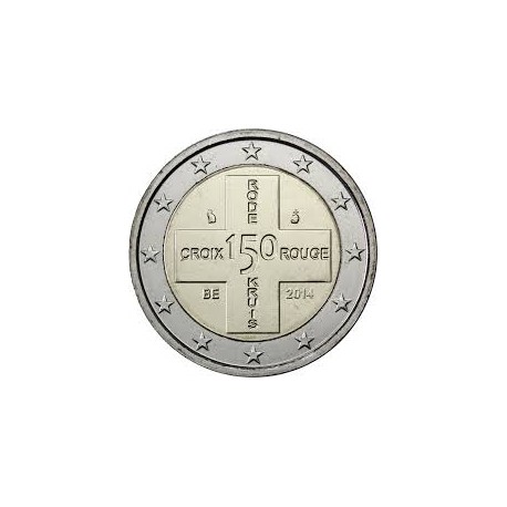 @NO COINCARD@ BELGICA 2 EUROS 2014 CRUZ ROJA 150 ANIVERSARIO MONEDA CONMEMORATIVA SC Belgium