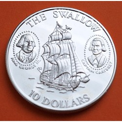 SOLOMON 10 DOLARES 1994 BARCO THE SWALLOW KM.52 MONEDA DE PLATA PROOF Salomon Islands 10 Dollars