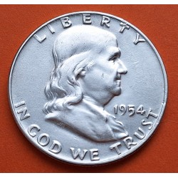 ESTADOS UNIDOS 1/2 DOLAR 1954 D BENJAMIN FRANKLIN KM.163 MONEDA DE PLATA EBC Half Dollar silver R/3