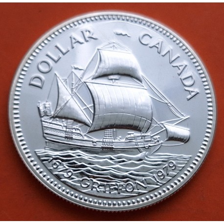 CANADA 1 DOLAR 1979 BARCO VELERO GRIFFON KM.124 MONEDA DE PLATA SC $1 Dollar silver coin