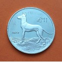 @RARA@ MALTA 1 LIBRA 1977 PERRO DE CAZA MALTES KM.45 MONEDA DE PLATA PROOF Imperfecciones 25 mm