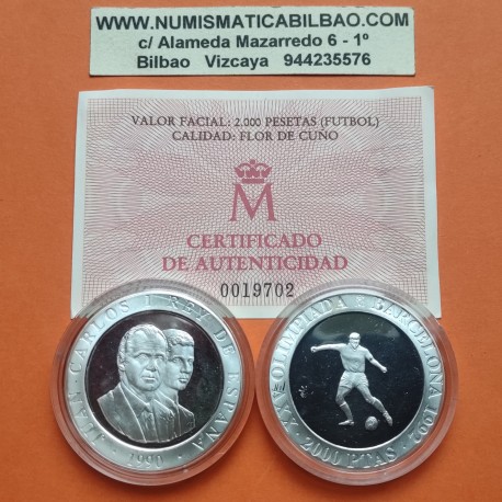 ESPAÑA BARCELONA 2000 PESETAS 1990 EMBLEMA PLATA PROOF