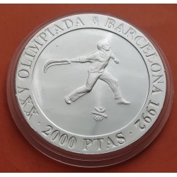 ESPAÑA BARCELONA 2000 PESETAS 1990 CORREDOR PLATA PROOF