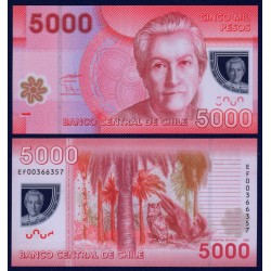 CHILE 5000 PESOS 2009 GABRIELA MISTRAL Pick 163A BILLETE DE PLASTICO SC polymer UNC BANKNOTE